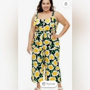 Dvf for target Floral Jumpsuit with Yellow and Green Pattern